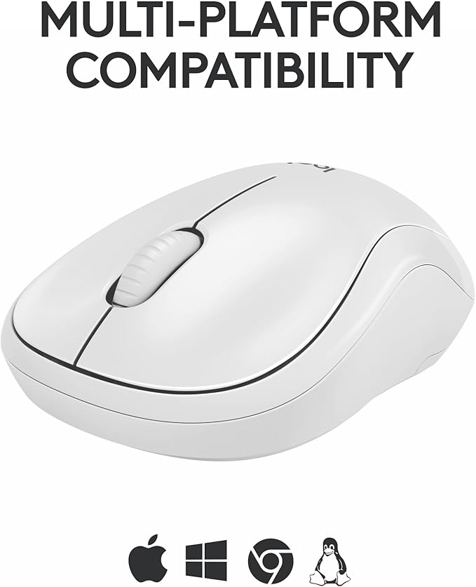 Logitech M240 Silent Bluetooth Mouse, Wireless, Compact, Portable, Smooth Tracking, 18-Month Battery, for Windows, macOS, ChromeOS, Compatible with PC, Mac, Laptop, Tablets - Off White
