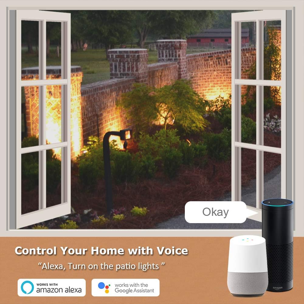 Outdoor Smart Plug Waterproof, TESSAN WiFi Smart Outlet Switch with 3 Individual Sockets Work with Alexa Echo Google Home, Remote Control Timer by Smartphone