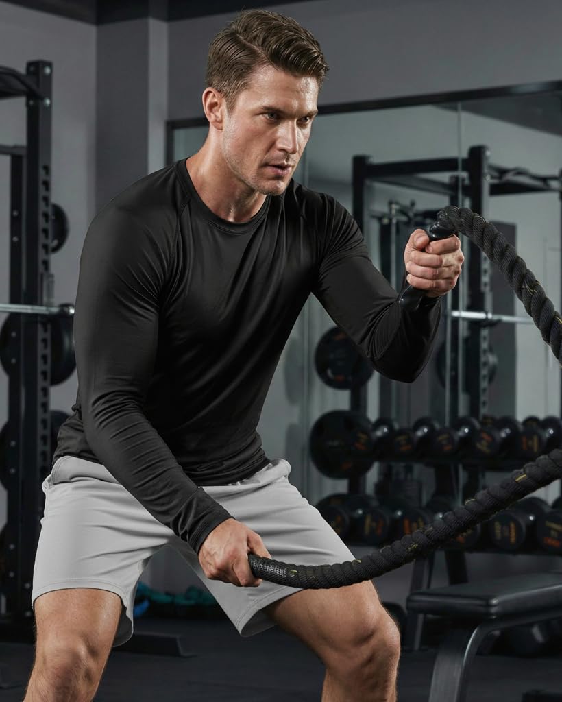 MAGCOMSEN Performance T Shirt Long Sleeve Men Camping Shirt Quick Dry Rashguard for Men Thermal Shirts for Mens Athletic Shirts Black