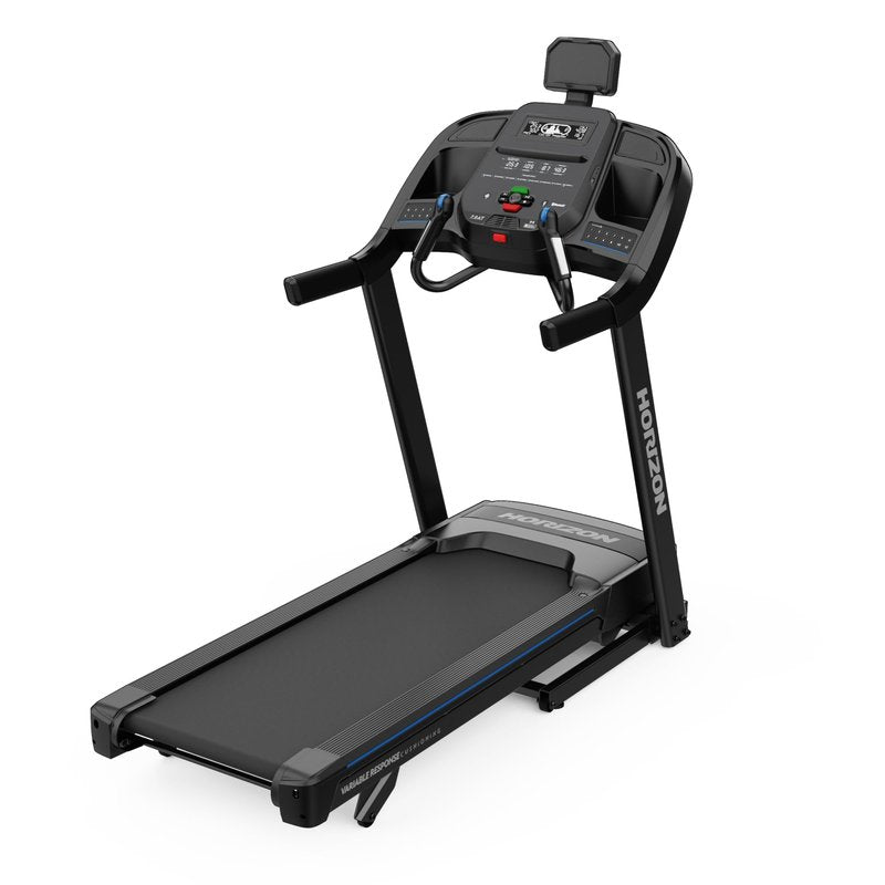 Horizon Fitness 7.0AT Treadmill, Black, Heavy Duty, LCD Display, Built-in Speakers, Heart Rate Monitor, USB Charging Port, Wheeled