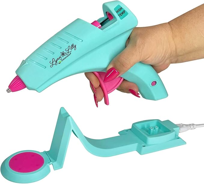 Surebonder Lynn Lilly Edition Cordless/Corded Full Size Hot Glue Gun Kit with All Purpose Hot Glue Roll and Tough High Strength Glue Sticks - Blue