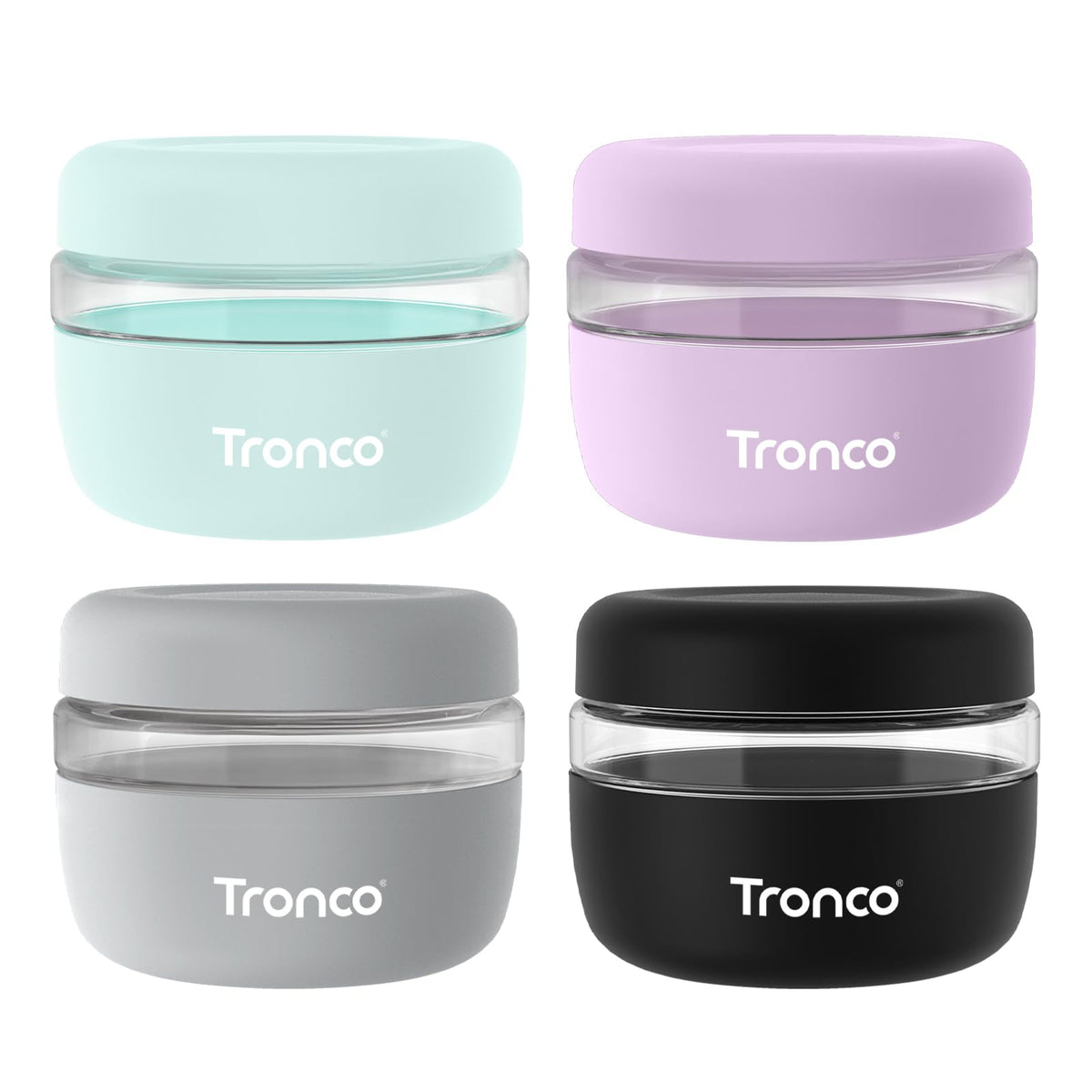 Tronco 16 oz Glass Food Storage & Lunch Bowl Containers with Airtight Lids