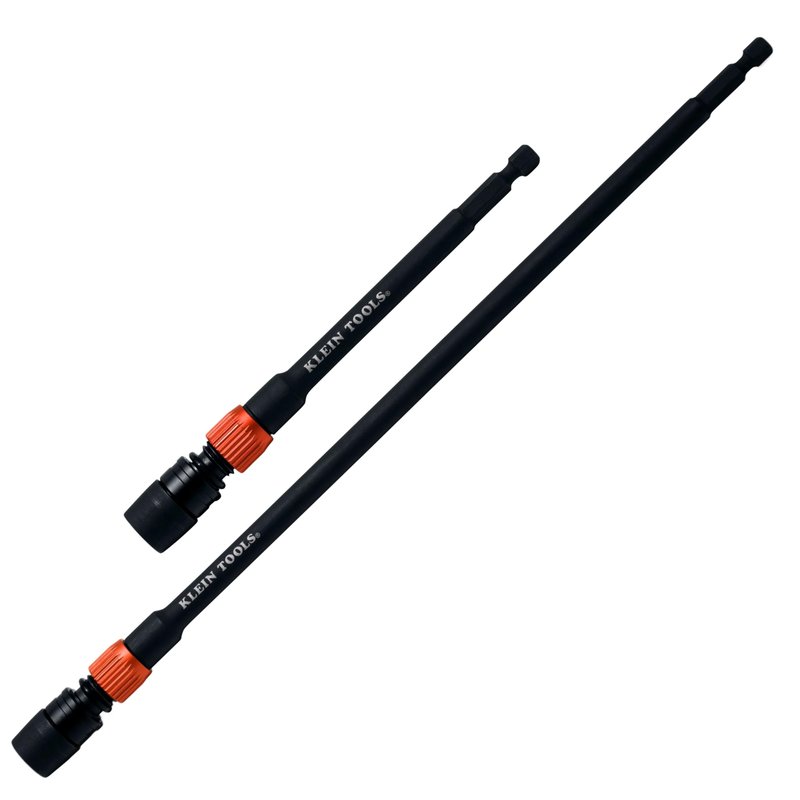 Klein Tools 80208 6 and 12-Inch Dual-Lock Extension Set, 1/4-Inch Hex Shank Impact Bit Holder, Quick-Release Locking Mechanism with Secondary Twist Lock, Compatible with Impact Drivers and Drills