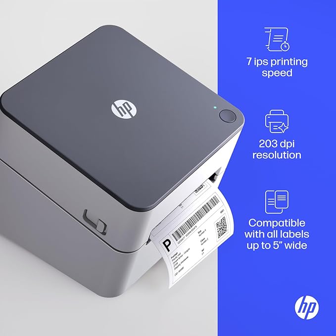 HP Direct Thermal Label Printer with Ethernet Connection – Industrial-Grade, Easy-to-Use, & High-Speed Shipping Label Printer (203 DPI)