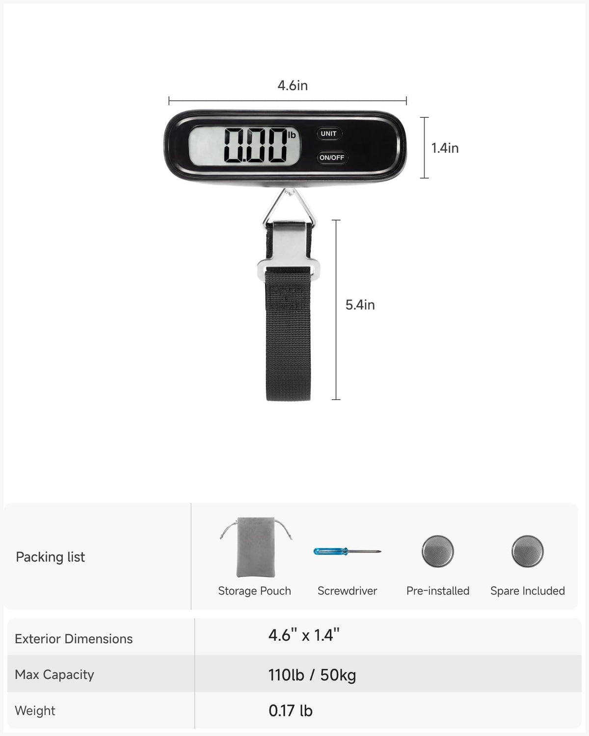 LUGGEX Luggage Weight Scale, Suitcase Scale, Luggage Scale Travel Digital