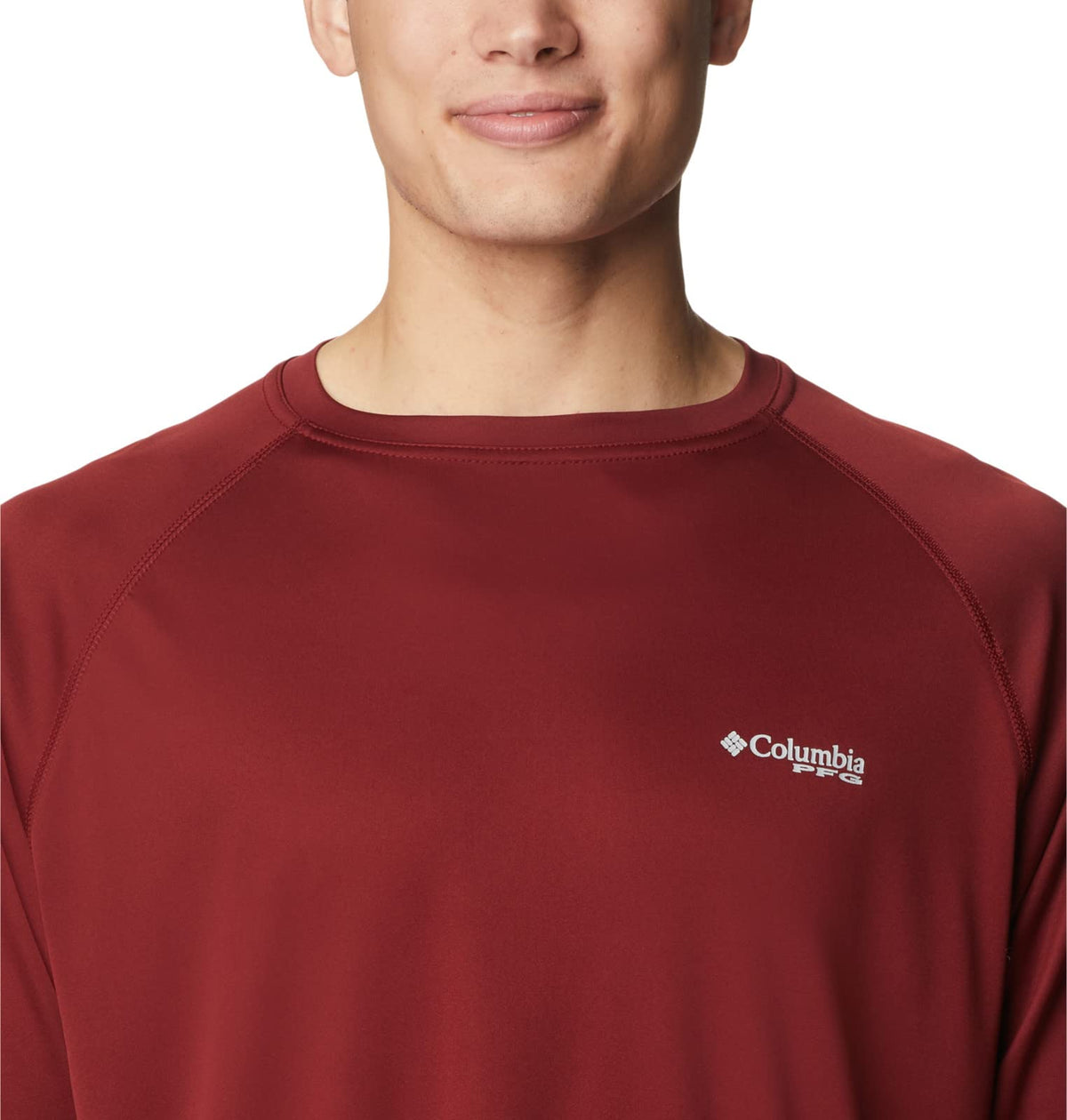 Columbia Men's Terminal Tackle Long Sleeve Shirt, Red Jasper/Cool Grey Logo, Large