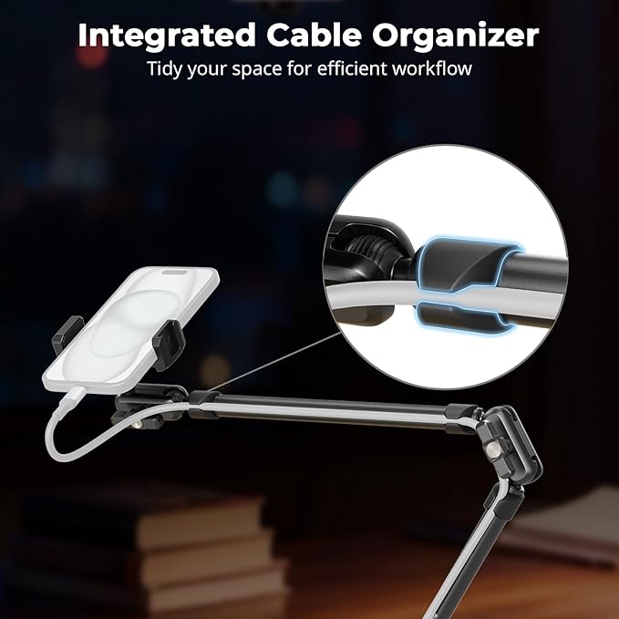 SmallRig 22.4" Magic Arm with Super Clamp, Overhead Phone Mount, Flexible Desk Camera Mount with 1/4" Screw and Cable Clip, Max Load 2.2lb, for iPhone, Action Camera, Video Light, Webcam, Mic - 5625