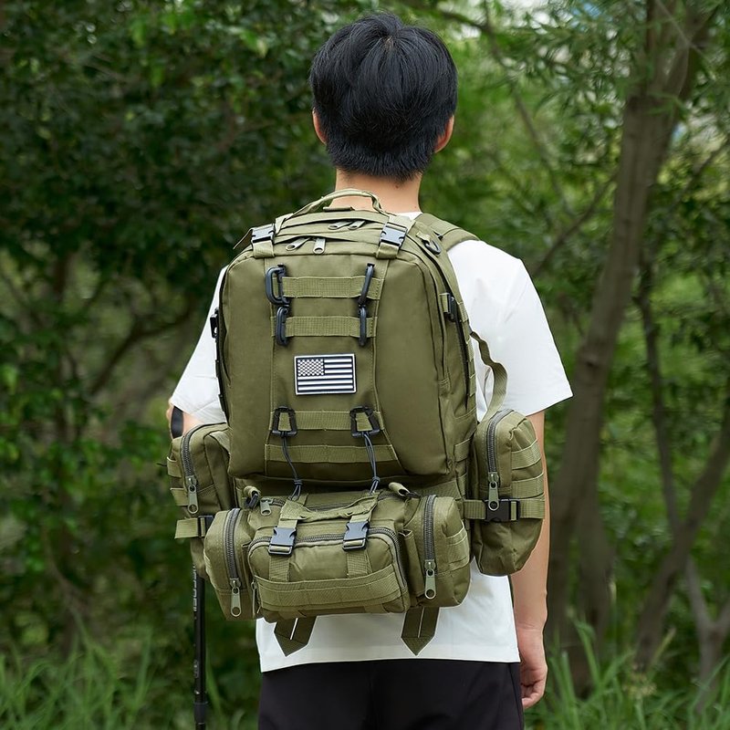 CALUOMATT Large Military Tactical Backpack for Men, 40-50L Backpacks for Women, Bug out Bag Army 3 Days Pack Bags Rucksack with Molle System Green