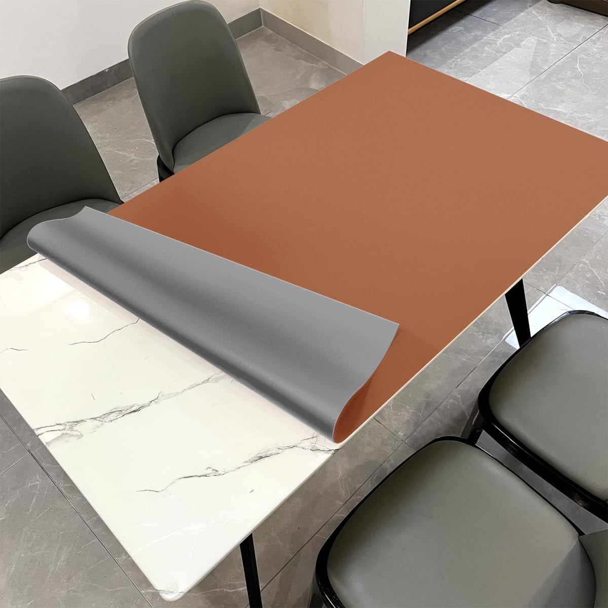 Zinkooat Dining Table Cover Protector for Dining Room Table - Can Be Used On Both Sides Waterproof and Easy to Clean Good Flatness Used for Dining Table(Black+Gray 44x78)