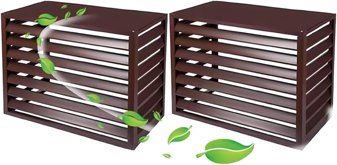 Aluminum Air Conditioner Fence Set of 2, Louvered Outdoor AC Unit Cover