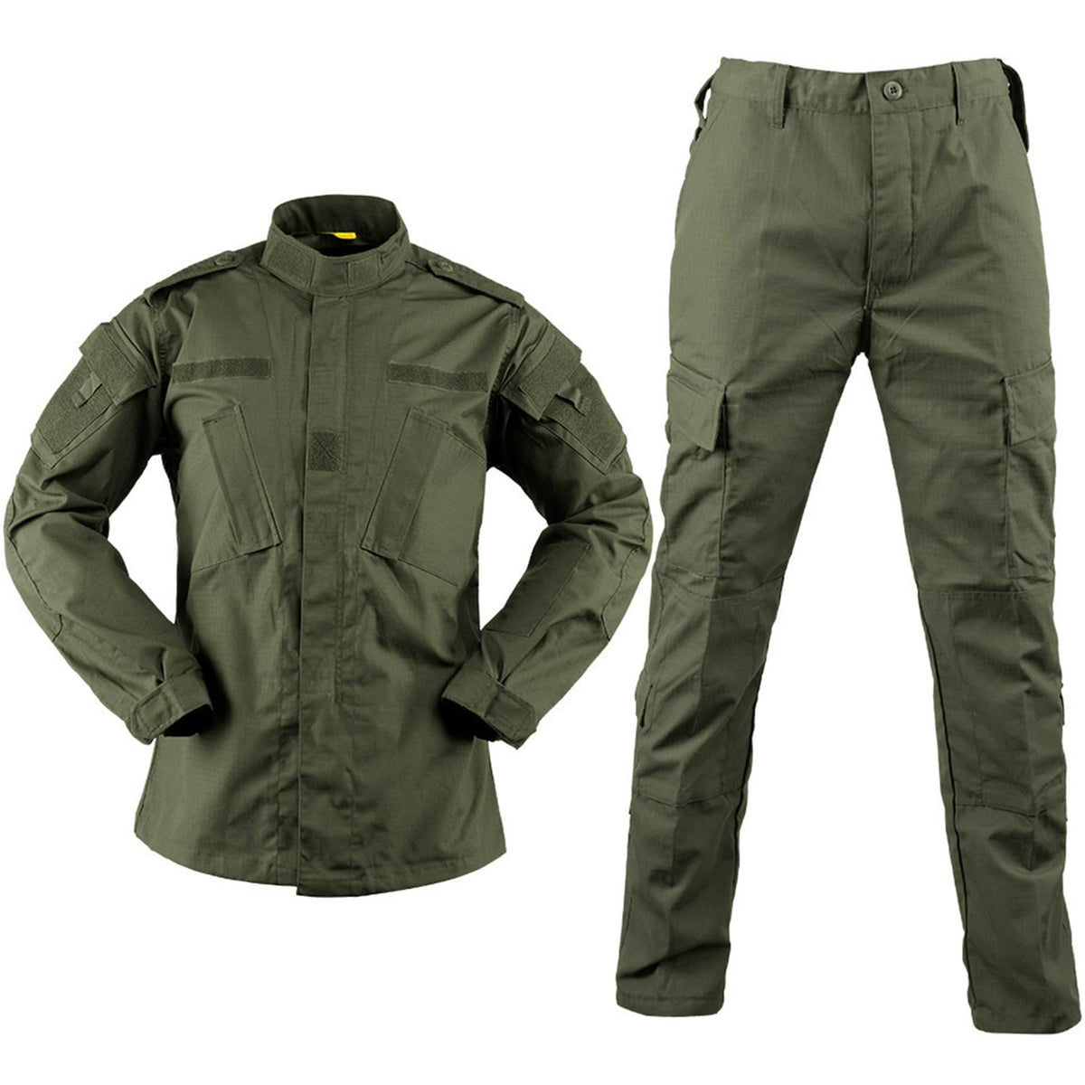 YKS JOOB Men's Tactical Combat Jacket and Pant Set Ripstop Military Uniform Outdoor Hunting Paintball Airsoft Casual Clothes Green XXXL