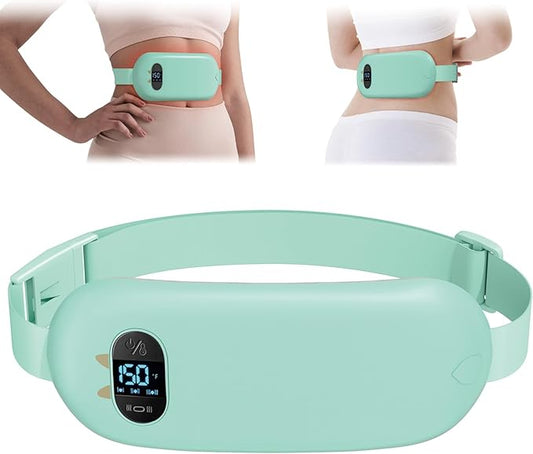 FSA HSA Eligible Portable Heating Pad for Cramps, Upgrade Cordless Electric Period Fast Heating Pad for Back Pain Relief Menstrual Belt 6 Heat 6 Massage Modes Gift for Women Girls Her Girlfriend Green