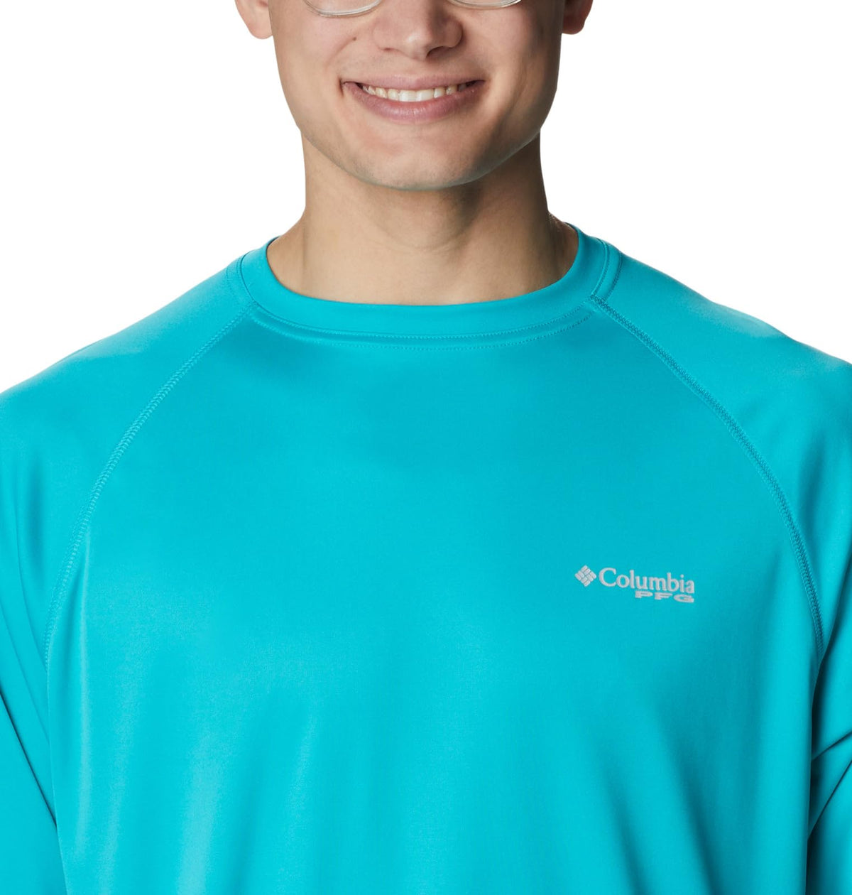 Columbia Men's Terminal Tackle Long Sleeve Fishing Shirt, Turquoise/Cool Grey Logo, XX-Large