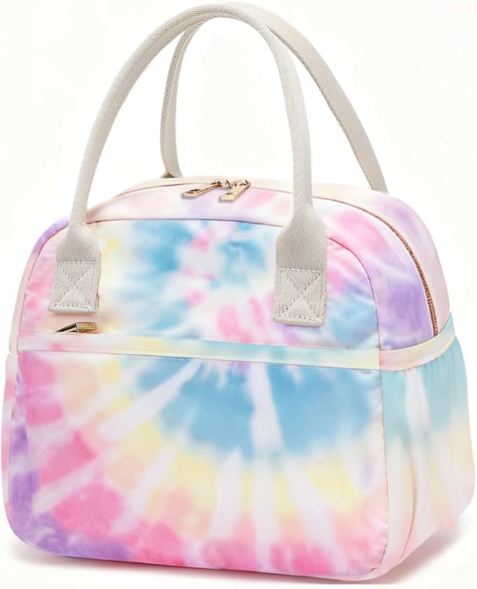 CAMTOP Lunch Box for Women Men Insulated Lunch Bag Lunch Tote Bag Leakproof Thermal Cooler Large Capacity for Travel Work School Picnic (Tie pink)