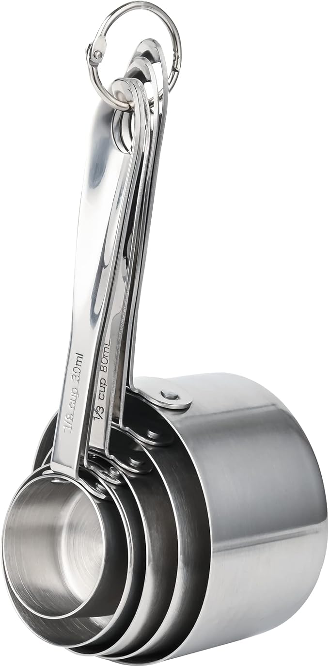 Nstezrne Stainless Steel Measuring Cups and Spoons Set of 12, 5 Dry Measuring Cups and 6 Measuring Spoons With Leveler for Kitchen