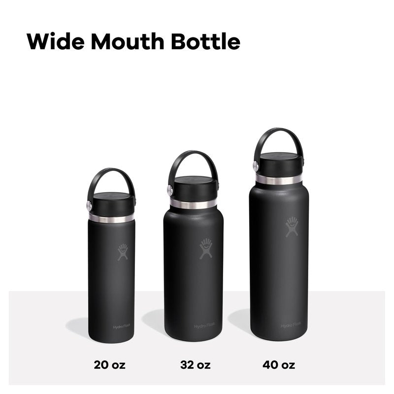 Hydro Flask Water Bottle - Insulated Stainless Steel - Wide Mouth Flex Lid, Non Spill, Leakproof and Refillable in 40 Oz Cloud Pink