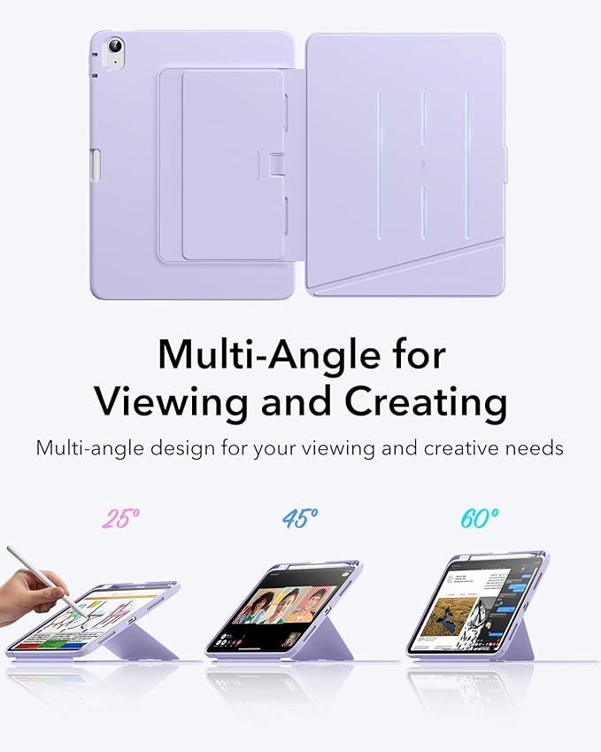 ESR for iPad A16 Case, iPad 11th/10th Generation Case (2025/2022), Vertical Stand Cover, Multi Stand Angles, Ultra-Stable Cover with Pencil Holder, Flip Series, Purple