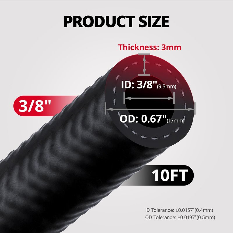 EVIL ENERGY 3/8" Fuel Hose Line Push Lock NBR Rubber SAE 30R7 10FT 300PSI
