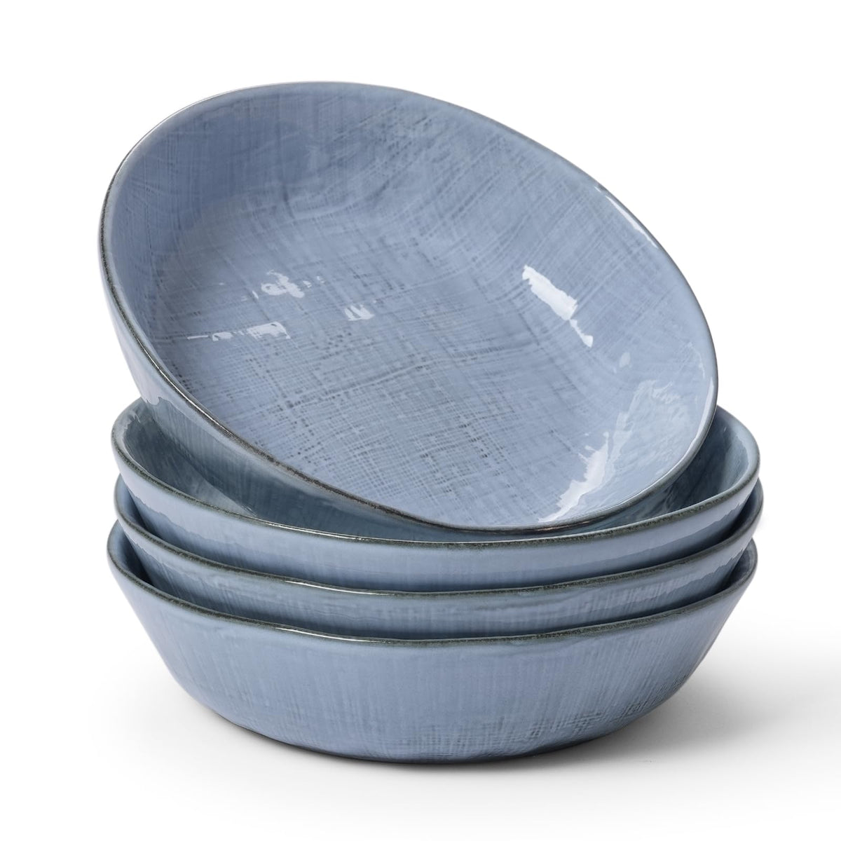 famiware Moonlight 8.5 Inch Pasta Bowls Set of 4, 32oz Serving Bowls for Kitchen, Soup Bowl with Linen Finish, Large Stoneware Bowls for Festivals, Housewarming, Dinnerware, Summer Sand