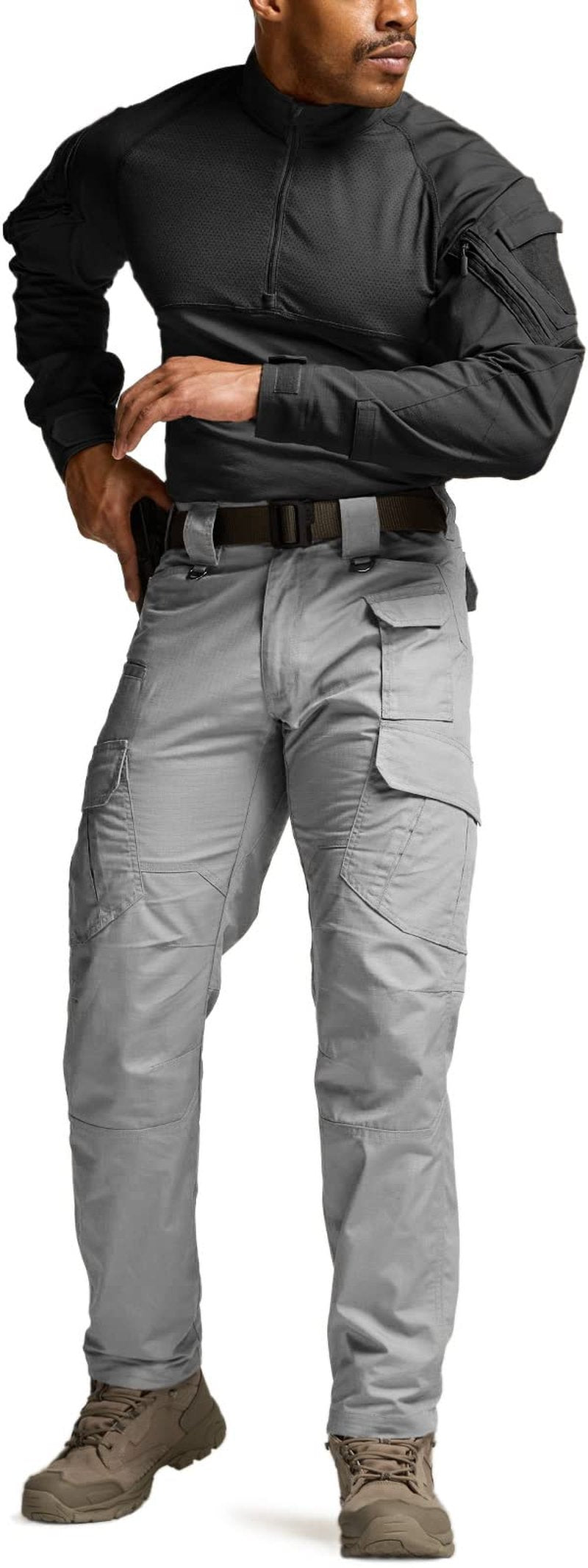CQR Men's Tactical Pants, Water Resistant Ripstop Cargo Pants, Lightweight EDC Work Hiking Pants, Outdoor Apparel, Duratex Mag Pocket Stone, 42W x 30L