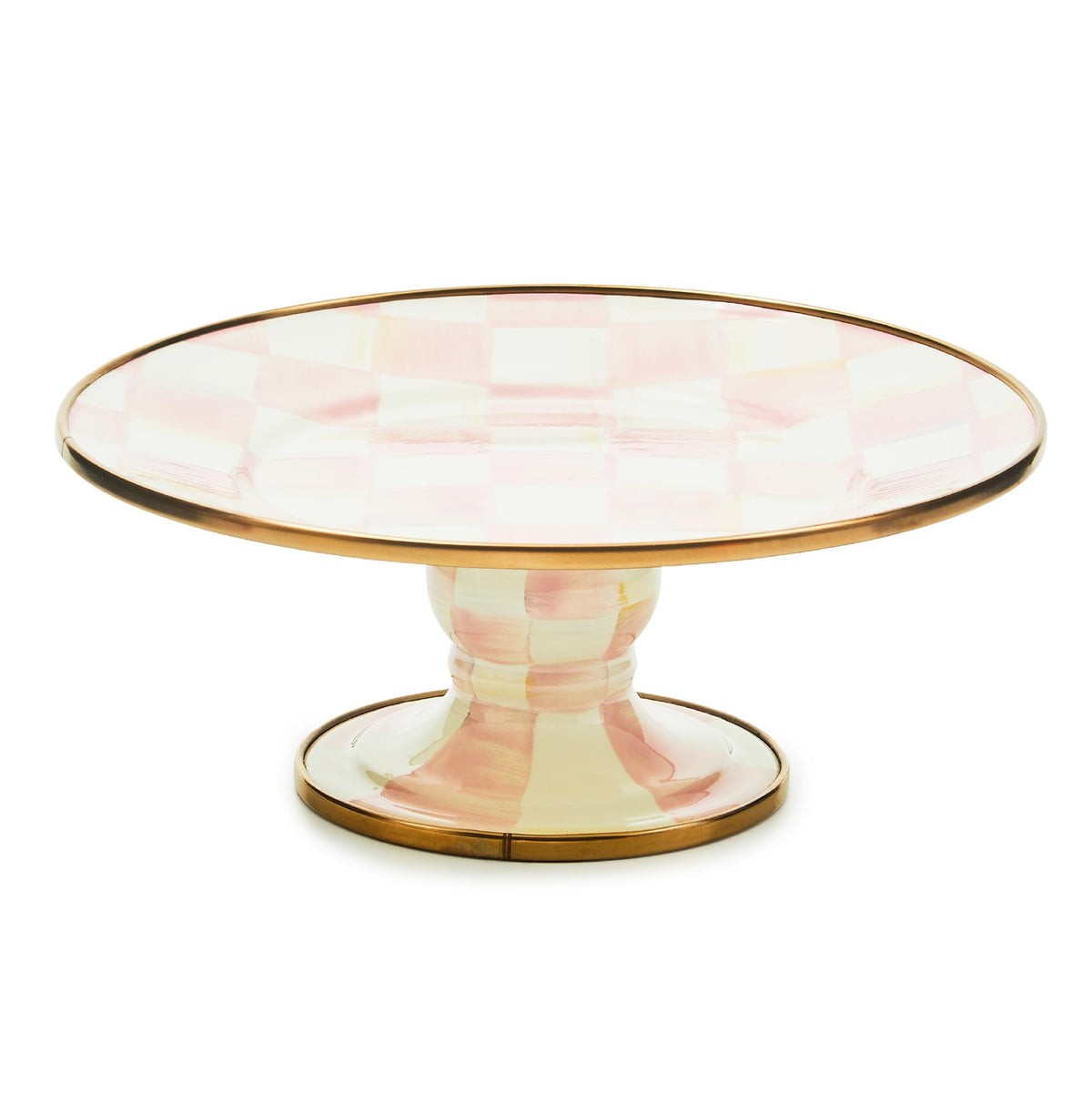 MACKENZIE-CHILDS Pedestal Platter, Small, Black-and-White Courtly Check