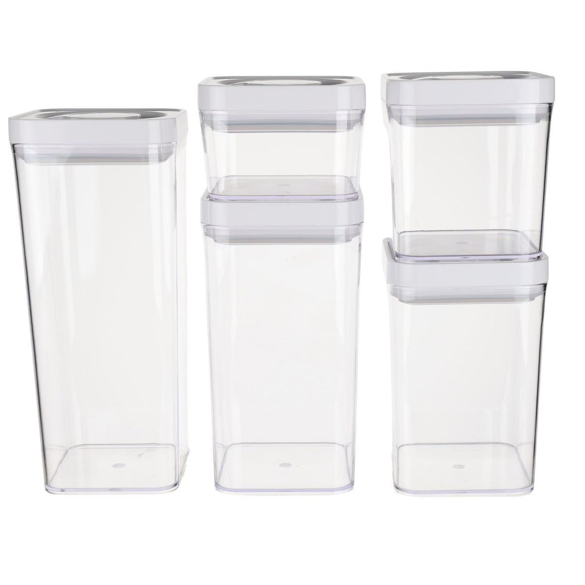 Amazon Basics Airtight Food Storage Containers, BPA Free, Dishwasher Safe, with Twist/Turn Lids, for Kitchen Pantry Organization, 10-Piece Square Set, Clear Plastic