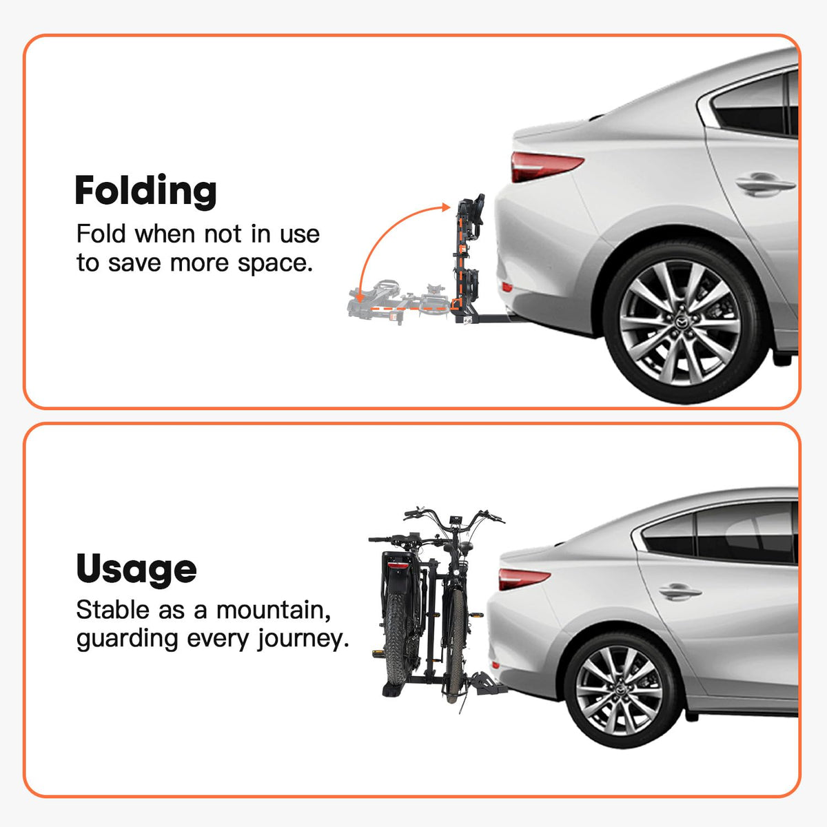 CRAVOT CyberRack E2 Ebike Rack, 200 lbs Capacity Foldable Bike Racks for Tow Hitch Heavy Electric Bike Carrier for 2 E-Bike, Up to 5-inch Fat Tire 2'' Receiver