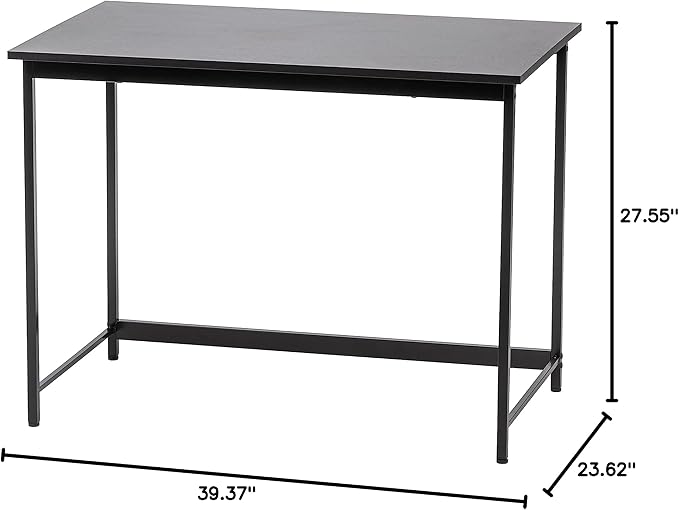 IRIS USA, Inc. 39 Inch Modern Laptop and Computer Desk Office Table for Home Office, Water and Scratch Resistant Surface Gaming Desk, Easy to Assemble Black Desk