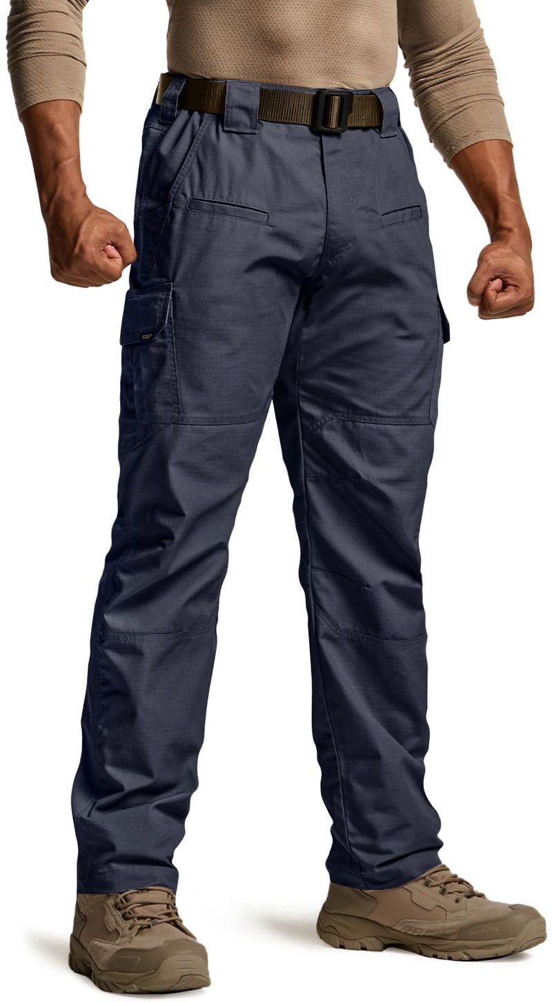 CQR Men's Tactical Pants, Water Resistant Ripstop Cargo Pants, Lightweight EDC Work Hiking Pants, Outdoor Apparel, Raider Police Navy, 40W x 30L