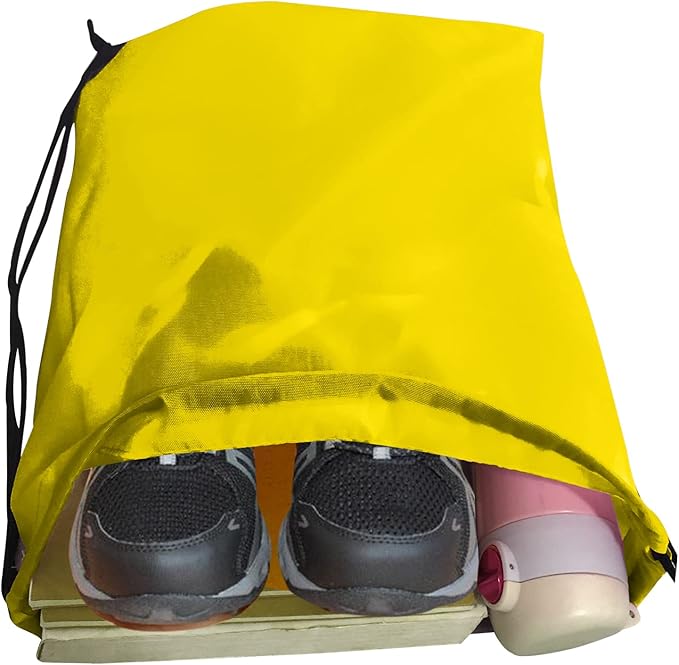 Drawstring Bags Bulk 14 Pcs Drawstring Backpack Bulk Cinch Bag Sackpack for Men Women Gym (Yellow)