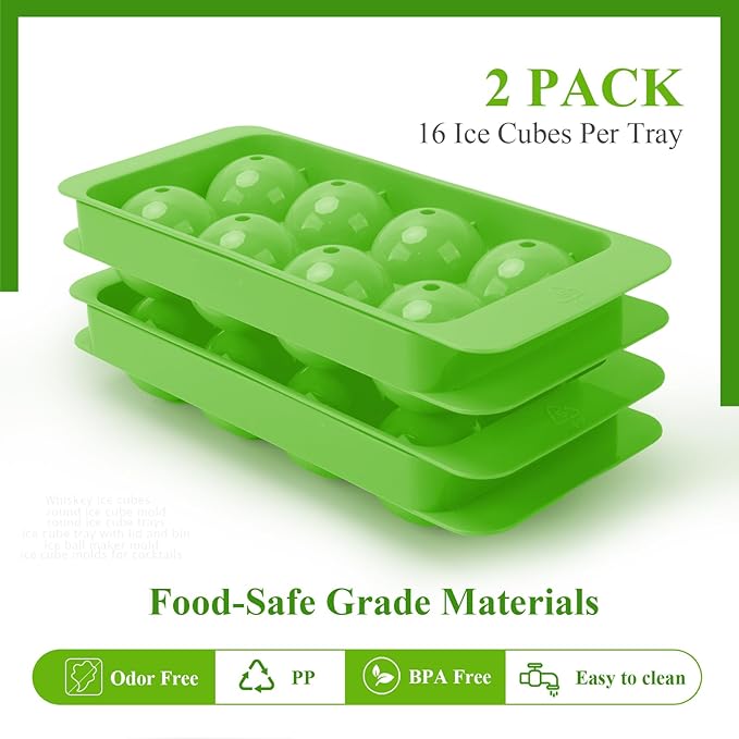 Aibirui 1.8" x 16 Ices,Round Ice Cube Mold,Round Ice Cube Trays for Freezer