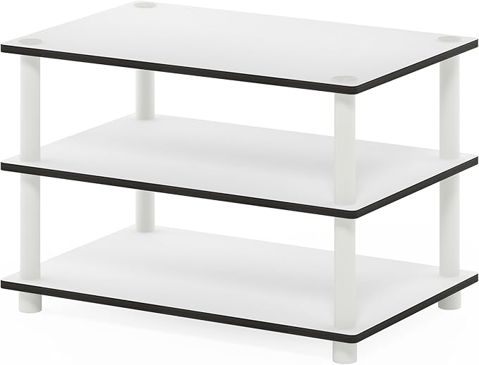 Furinno JUST Coffee Table, 3-Tier Modern Coffee Table with Open Shelf, Toolless Assembly Side Table, for Living Room, Bedroom, Home Office, White