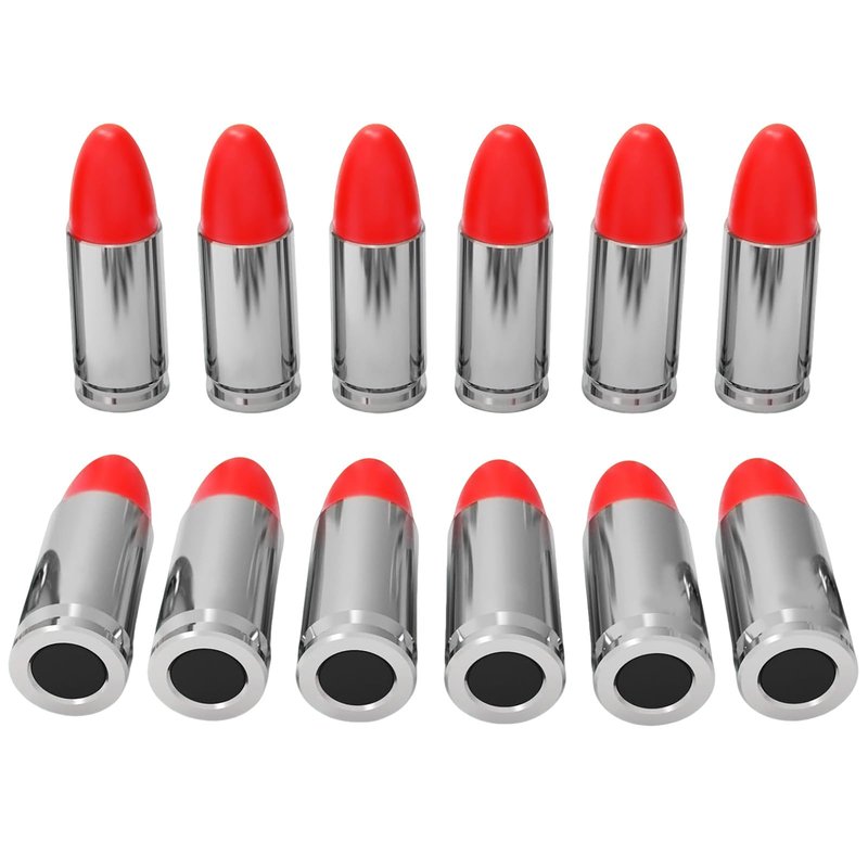 WAKAZO Training Snap Caps Dummy Rounds, Durable CNC-Machined Aluminum Alloy Safe for Handling Drills & Dry Fire Practice, Ideal for Shooting Skill Training (Silvery, 9MM-12PCS)