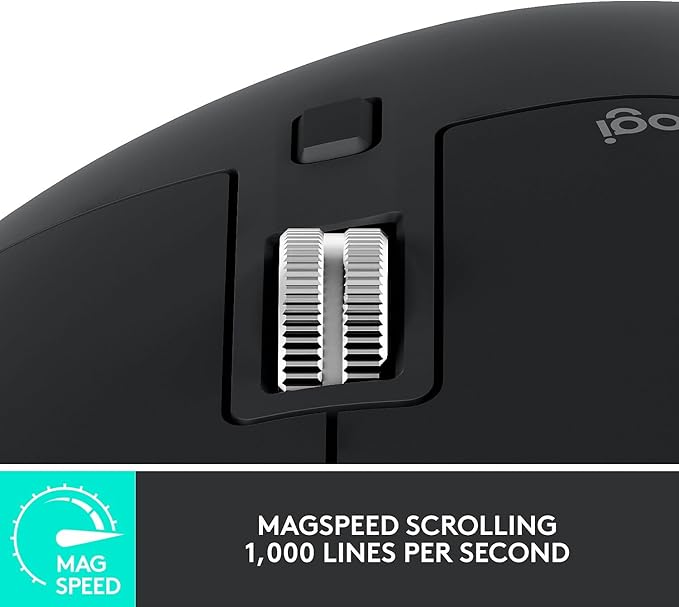 Logitech MX Master 3S - Wireless Performance Mouse with Ultra-Fast Scrolling, Ergo, 8K DPI, Track on Glass, Quiet Clicks, USB-C, Bluetooth, Windows, Linux, Chrome (Black)