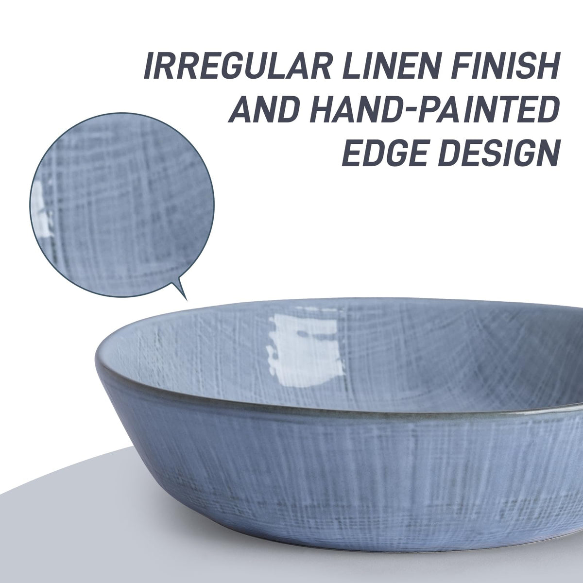 famiware Moonlight 8.5 Inch Pasta Bowls Set of 4, 32oz Serving Bowls for Kitchen, Soup Bowl with Linen Finish, Large Stoneware Bowls for Festivals, Housewarming, Dinnerware, Summer Sand