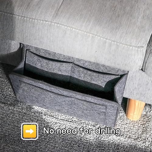 1PC Felt Hanging Storage Organizer Bag 6-Pocket Wall Mounted Holder for Remote Control Phone Tissue Bedside Sofa Caddy, Brown - color: Brown