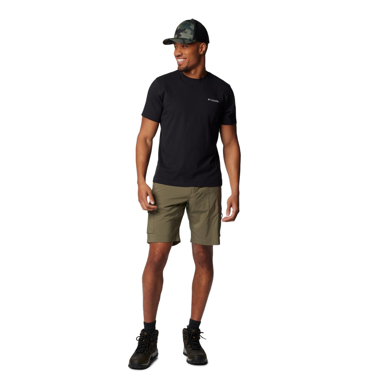 Columbia Men's Thistletown Hills Graphic Short Sleeve, Olive Green Heather/Wanderland Graphic, 1X