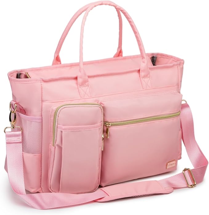 Rabjen Nurse Tote Bag for Work with Padded 15.6” Laptop Sleeve, Medical Supplies Shoulder Bag for Home Health Care