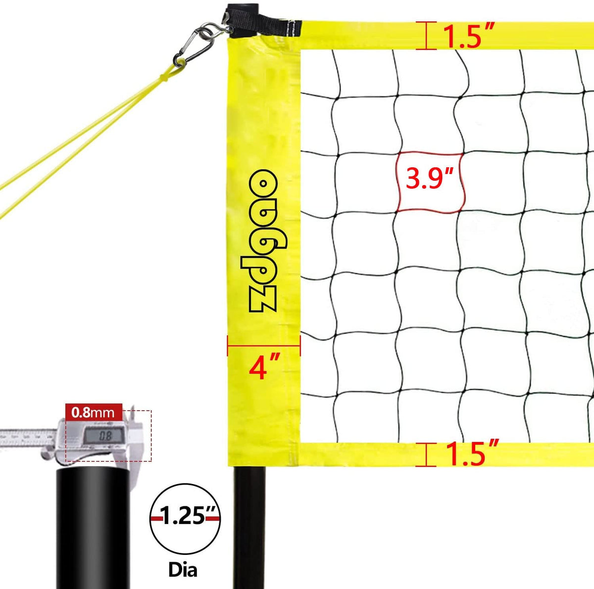 Zdgao 32FT Outdoor Portable Adjustable Height Volleyball Net System