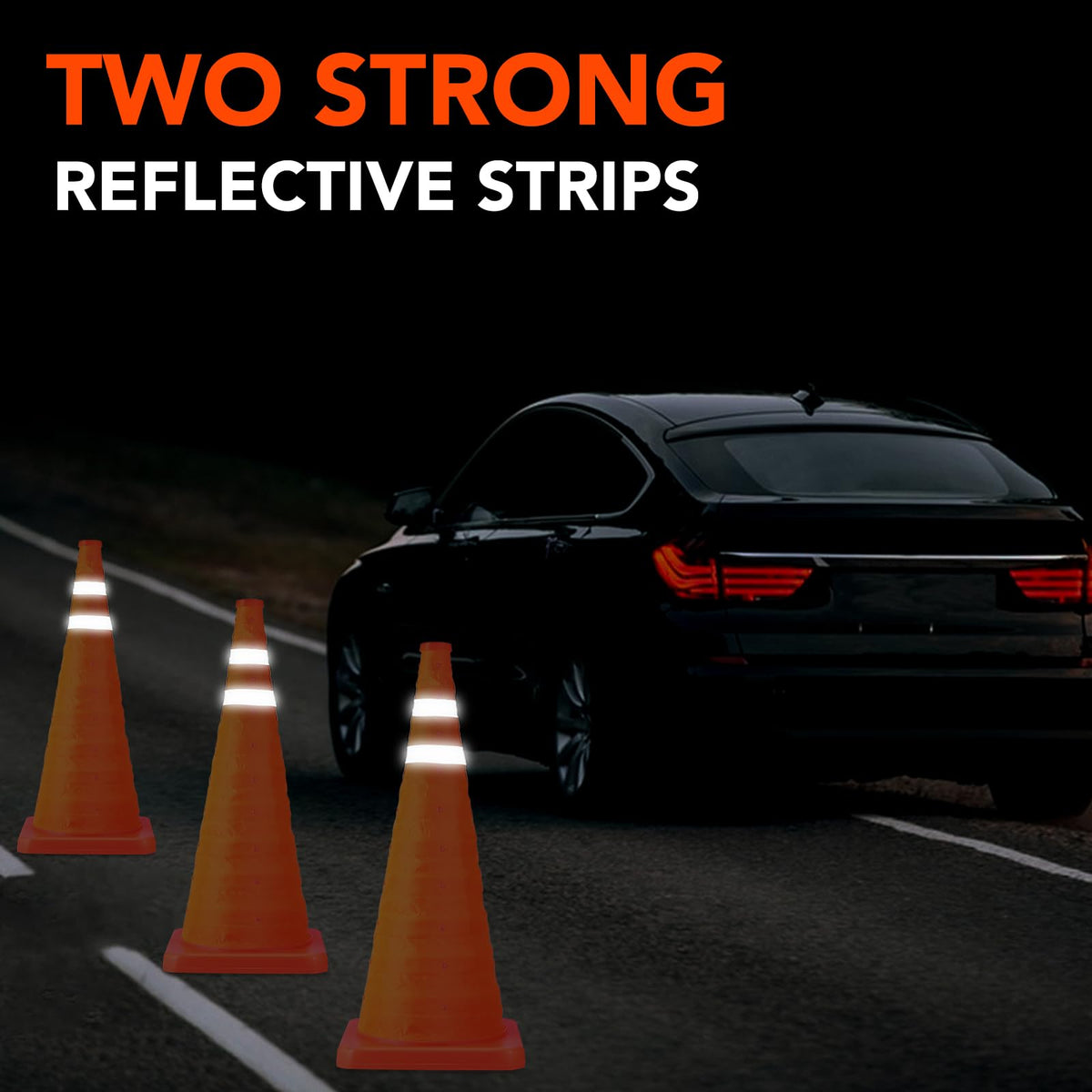 TENKAIWICK 28 Inch 4 Pack Traffic Cones with Storage Bag, Collapsible Safety Cones, Multi Purpose Pop-up Cones with Reflective Collar, Orange Cones for Parking lot, Driveway, Driving Training etc
