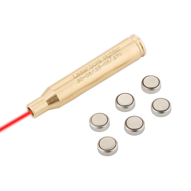 Laser Bore Sight for .30-06/25-06/270 Cartridge Hunting Red Dot Boresighter with 6 Batteries（2 Set Batteries）