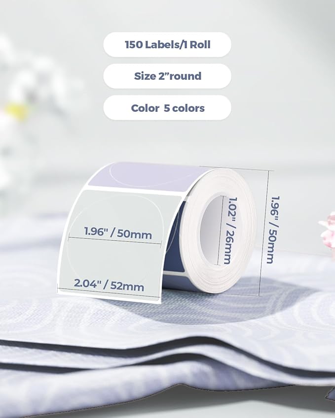 2.25"x1.25" Purple Thermal Sticker Labels+2 Inch Circle Thermal Sticker Labels