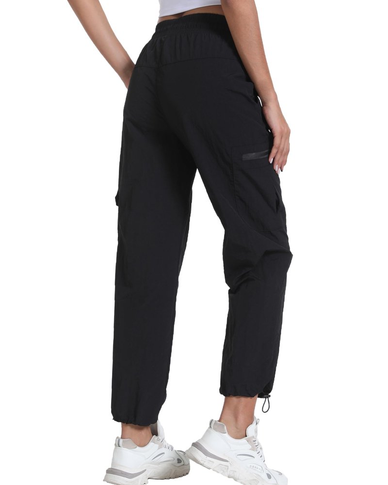 Womens Hiking Pants Water Resistant - Cargo Joggers for Women with Pockets Lightweight Quick Dry Travel Camping Pants(Cargo Dark Black, Medium)