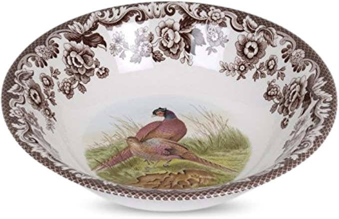 Spode Woodland Ascot Cereal Bowl – Fine Earthenware Dish Featuring Pheasant Design – Wildlife-Inspired Tableware for Breakfast, Soup & Everyday Dining – English Country Collection, Kitchen Décor