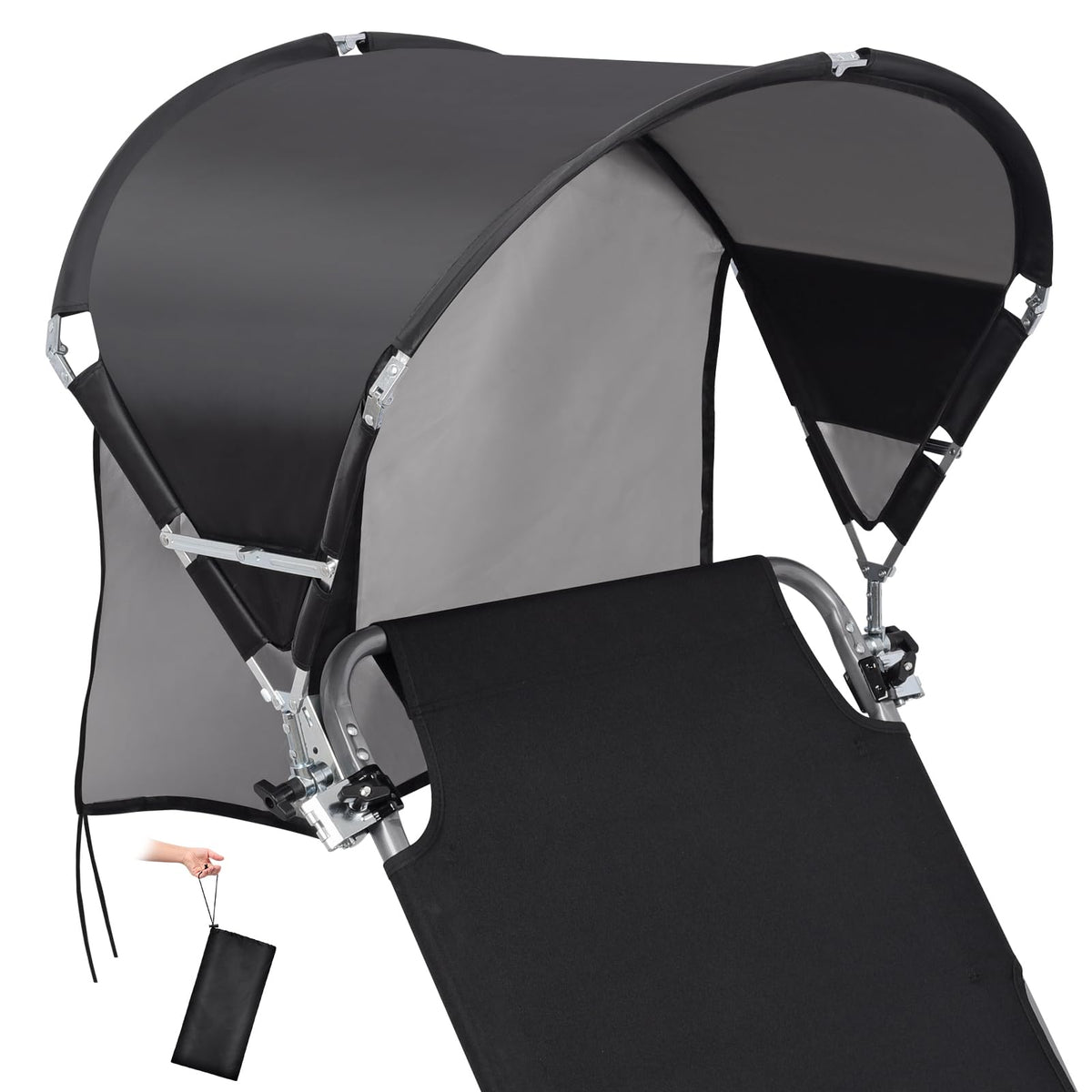 Universal Wind-Resistant Chair Umbrella Canopy, Foldable Portable UPF 50+ Sun Shade Attachment with Adjustable Clamp, Fits Most Beach, Camping, Lawn, Sports, Tanning, Zero Gravity Chairs, Patented