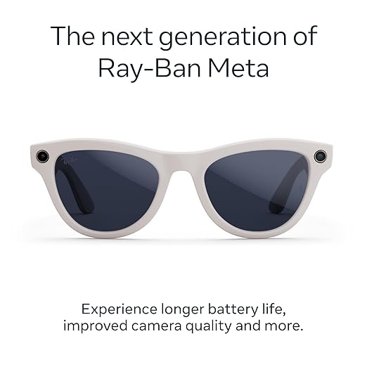 Ray-Ban Meta (Gen 2), Skyler, Shiny Chalky Grey | Smart AI Glasses for Men, Women — 2x Battery Life — 3K Ultra HD Resolution — 12 MP Ultra-Wide Camera, Audio, Video — Transitions® Sapphire Lenses