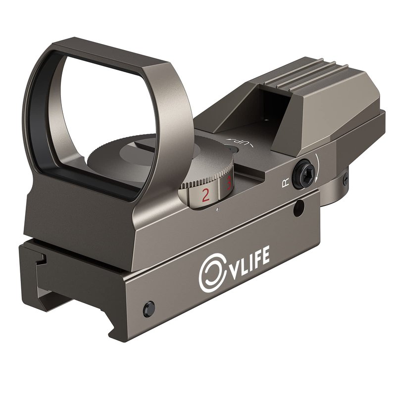 CVLIFE Red Dot Sight, Red Green Reflex Sight with 4 Adjustable Reticles for 20mm Rail, Grey