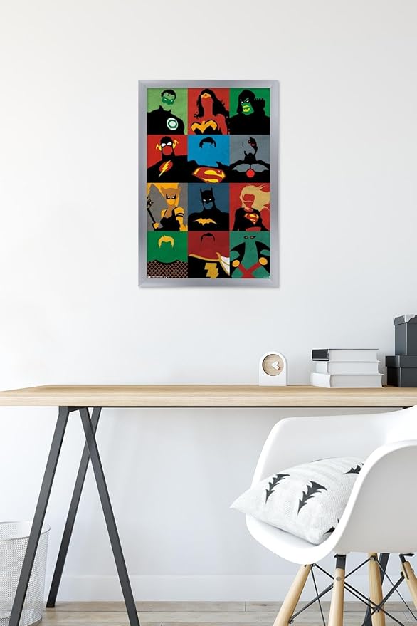 Trends International DC Comics - Justice League - Minimalist Wall Poster, 14.725" x 22.375", Silver Framed Version