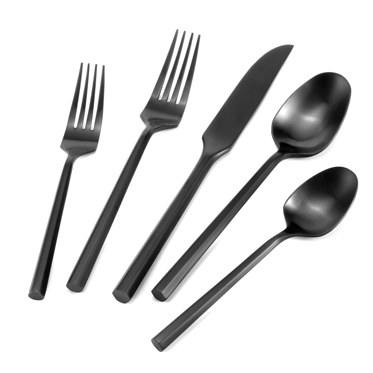 DEACORY Gold Silverware Set Matte Finish Hexagon Handle Service for 12