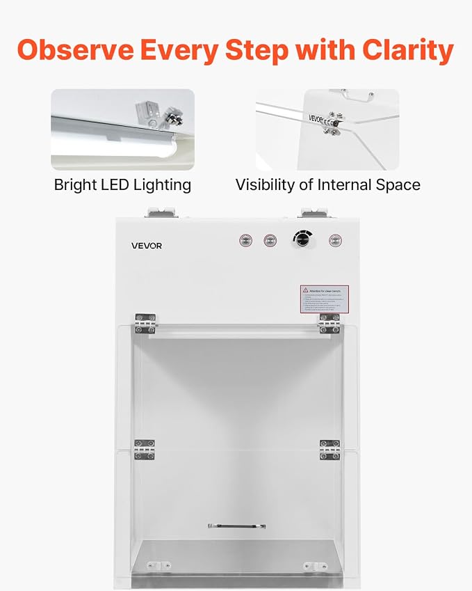 VEVOR Laminar Flow Hood, 20.08 x 20.47 x 23.62 inch Working Area Portable Clean